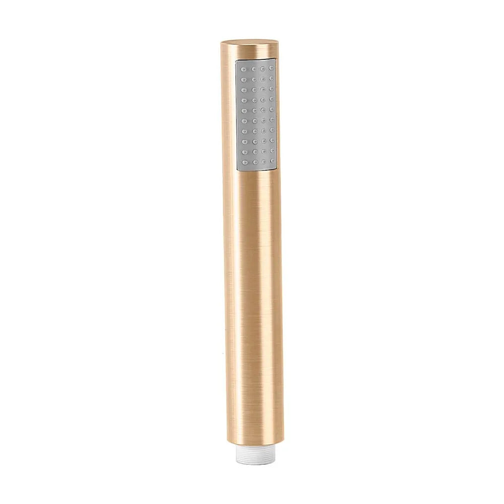 Vista trasera o instalación de Ducha empotrada termostática a pared redonda con rociador de 20 cm en oro mate y PVD Júcar...