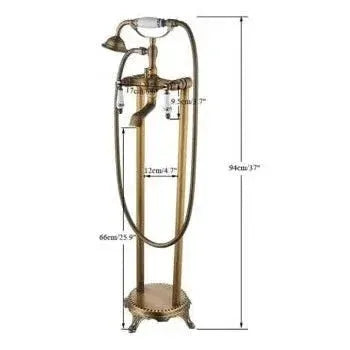Vista principal de Grifo bimando para bañera exenta de diseño vintage en latón dorado envejecido Mijares de Valaz