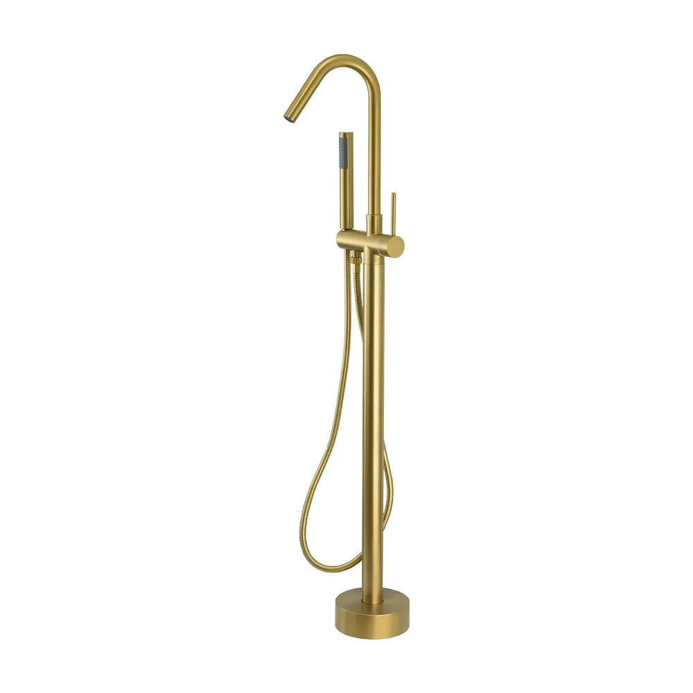 grifo de bañera exenta diseño redondo acabado oro mate con proteccion PVD Sella de Valaz Valaz