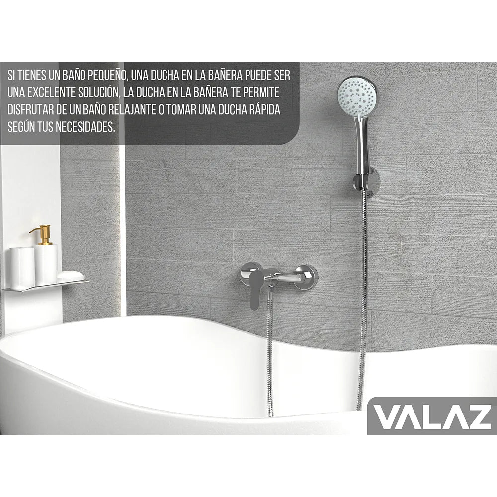 Plano o detalle técnico de Grifo de bañera monomando diseño elegante y funcional con acabado cromado Tera de Valaz