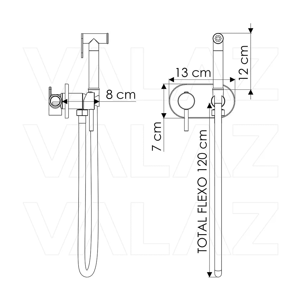 Vista principal de Grifo de bidet empotrado redondo negro mate con control de temperatura y dos vías Júcar de Valaz