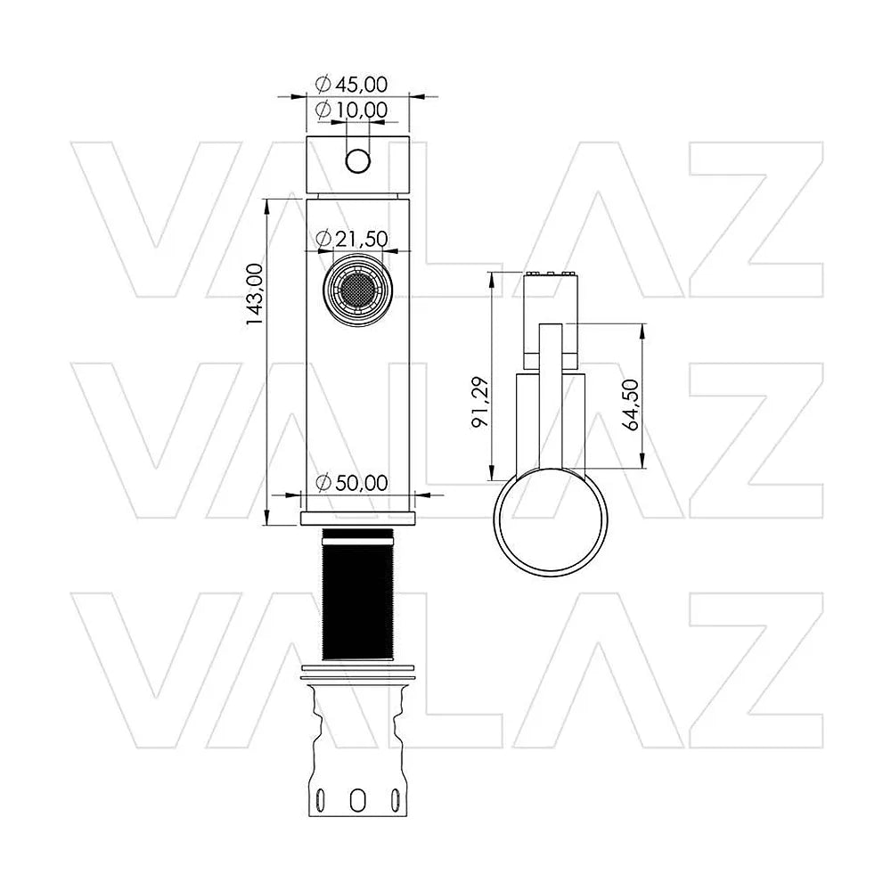 Vista principal de Grifo de bidet monomando redondo oro mate con protección PVD Jabalón de Valaz