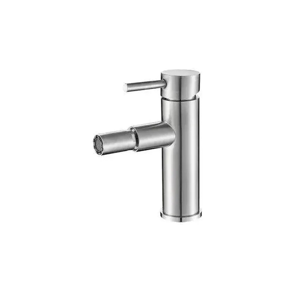 Grifo de bidet redondo y monomando en latón en acero cepillado Jabalón de Valaz Valaz