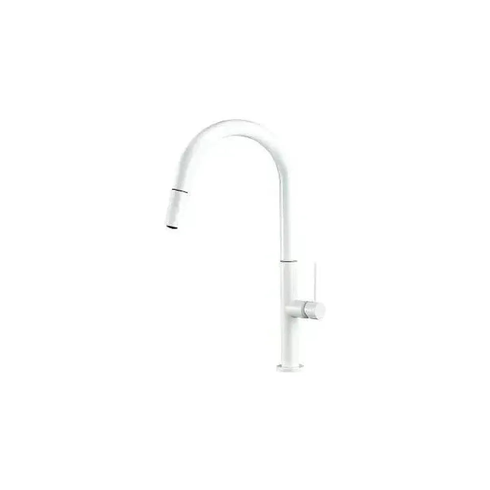 Grifo de cocina alto extraíble en latón con acabado blanco Eufrates de Valaz Valaz