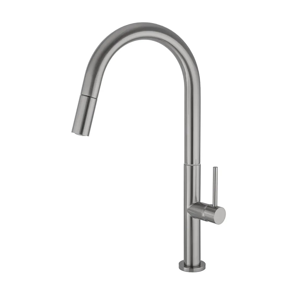 Grifo de cocina alto extraíble monomando en acero cepillado Éufrates de Valaz Valaz