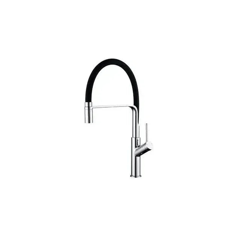 Grifo de cocina alto monomando con caño flexible y giratorio en cromado y negro Saja de Valaz Valaz