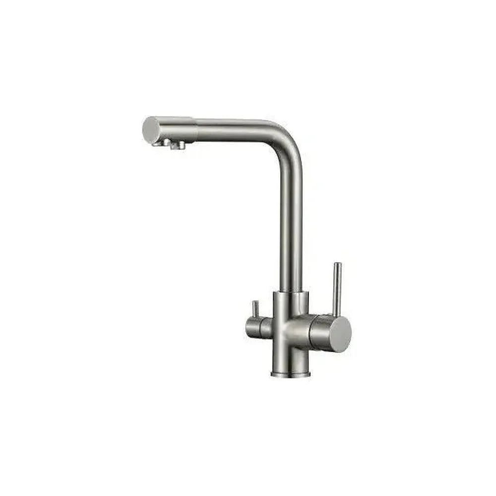 Grifo de cocina de 3 vías con ósmosis y estructura redonda en acero cepillado Nilo de Valaz Valaz