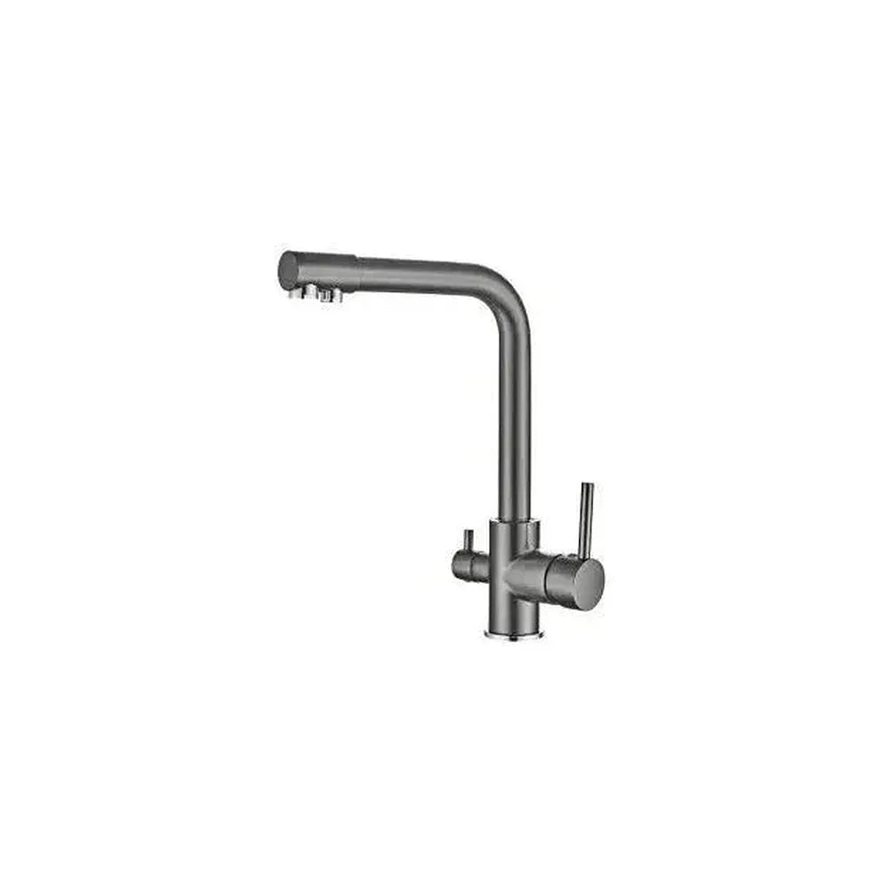 Grifo de cocina de 3 vías con ósmosis y estructura redonda en gun metal Nilo de Valaz Valaz