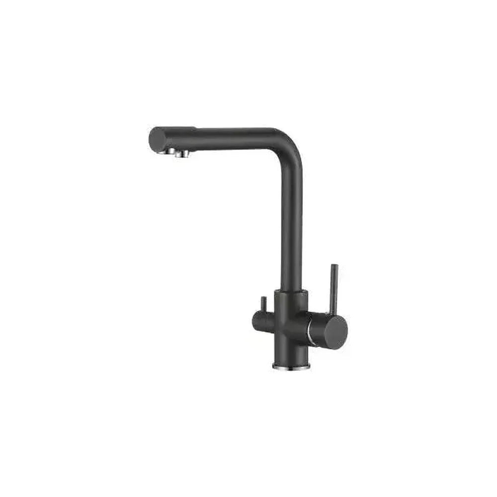 Grifo de cocina de 3 vías con ósmosis y estructura redonda en negro mate Nilo de Valaz Valaz