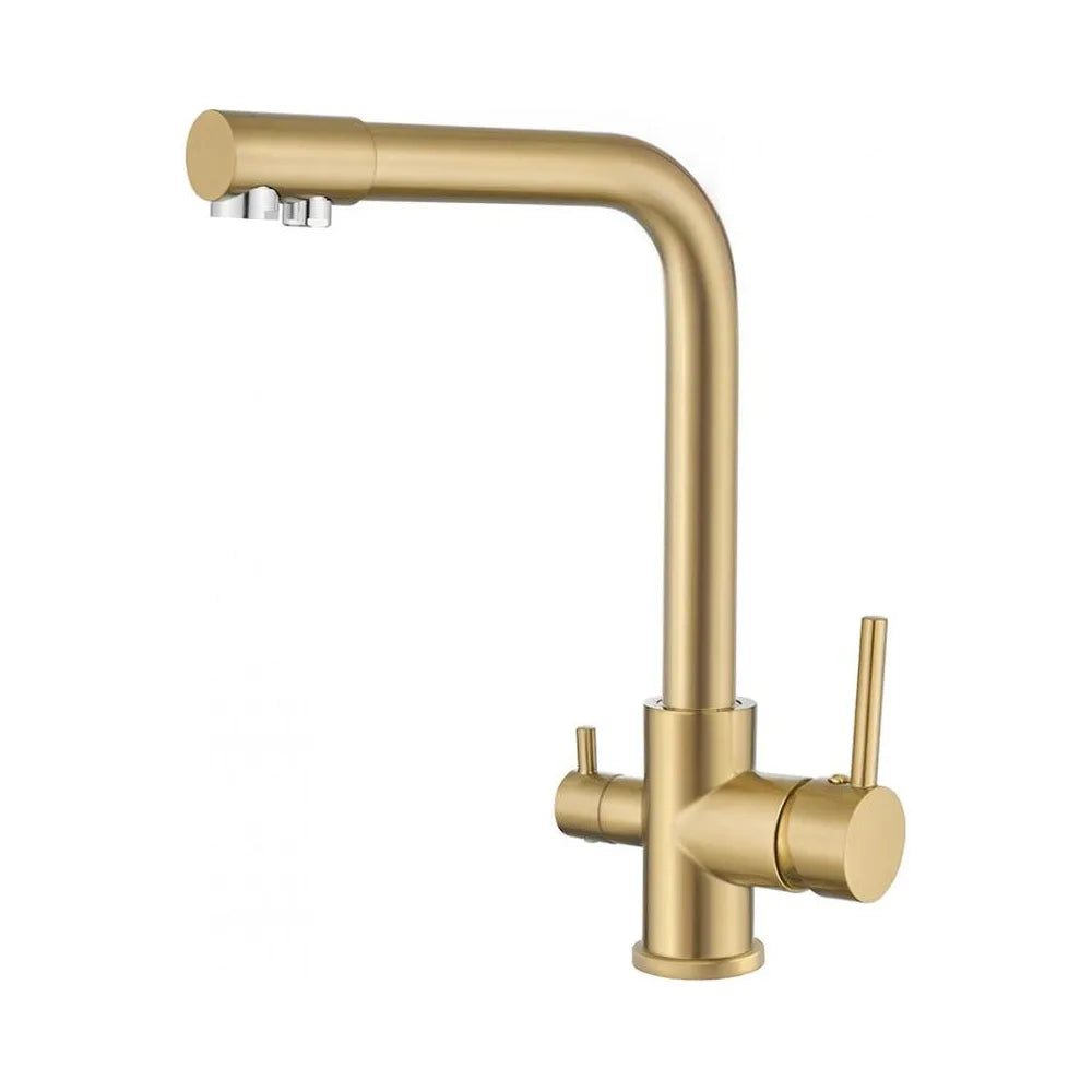 Grifo de cocina de 3 vías con ósmosis y caño giratorio en oro mate Nilo de Valaz Valaz