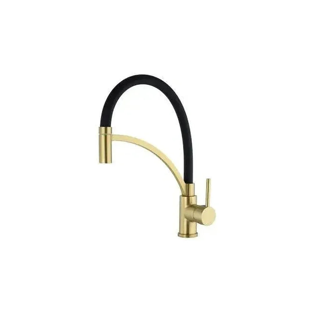 Grifo de cocina flexible monomando con caño giratorio en oro mate Pas de Valaz Valaz