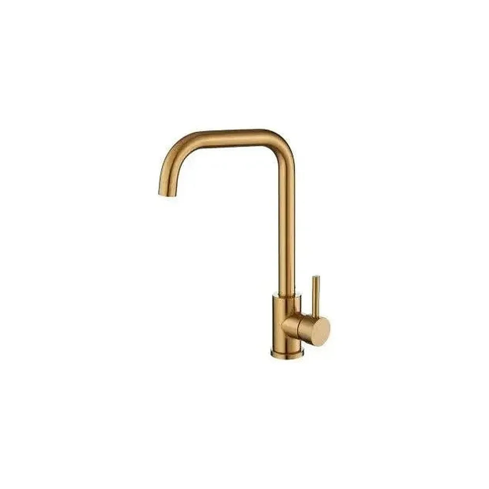Grifo de cocina monomando giratorio con caño en forma de C en dorado cepillado Zancara de Valaz Valaz