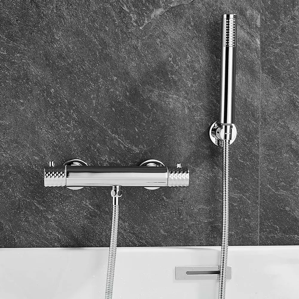 Plano o detalle técnico de Grifo de ducha termostático cromado maneta luxury Birim de Valaz (vista 4)
