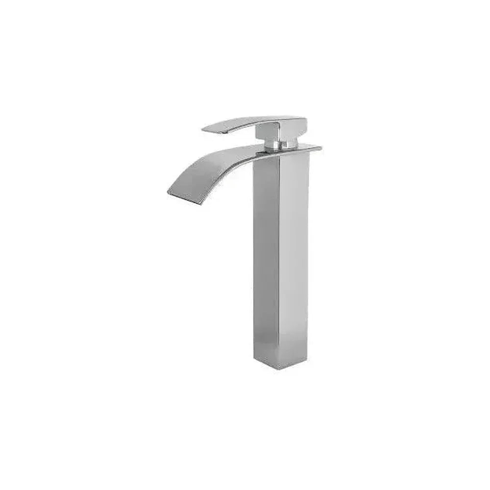 Grifo de lavabo alto monomando con salida en cascada en latón cromado Aljibe de Valaz Valaz