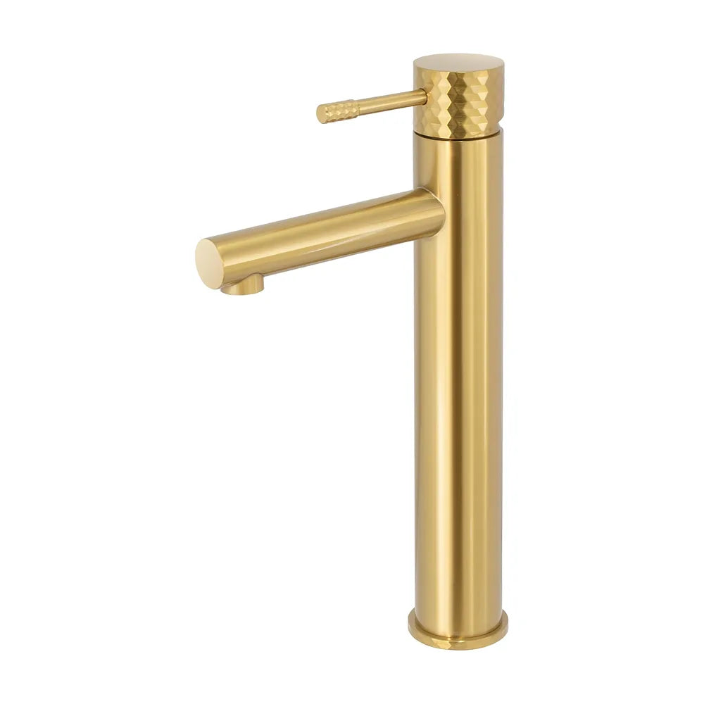Grifo de lavabo alto monomando para pica con maneta luxury en dorado cepillado Birim de Valaz Valaz