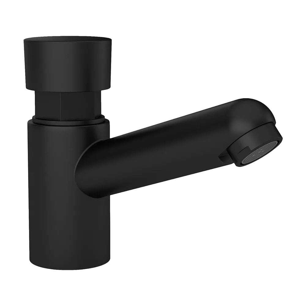 Grifo de lavabo bajo con pulsador temporizador en negro mate Navia de Valaz Valaz