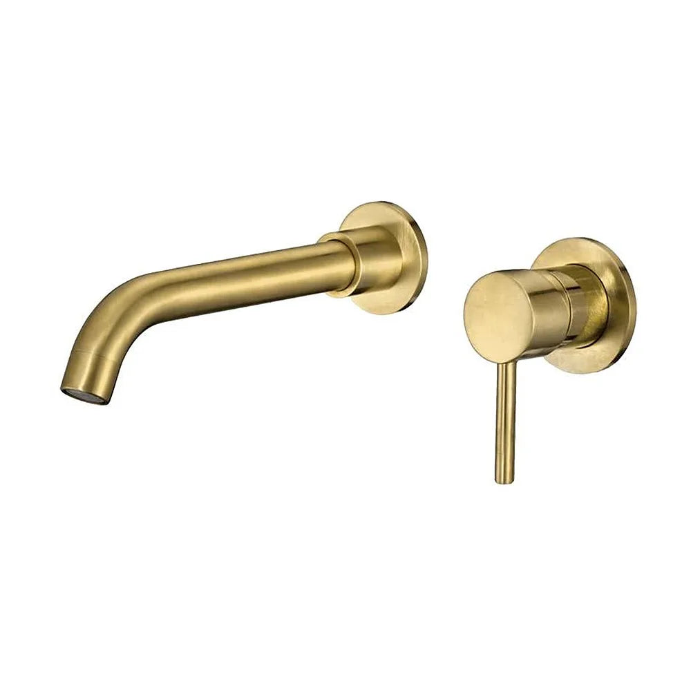 Grifo de lavabo empotrado monomando con caño de 21 cm en oro mate Guadiana de Valaz Valaz