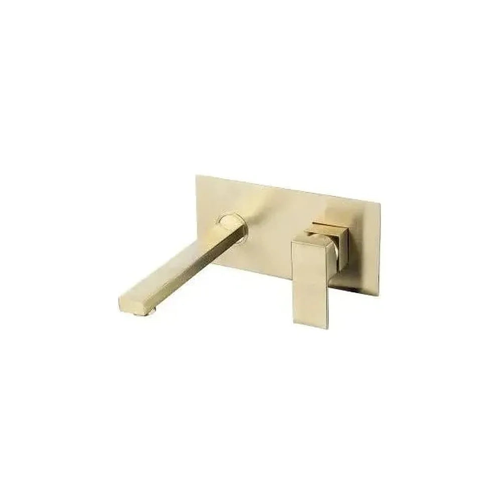 Grifo de lavabo empotrado monomando cuadrado en latón dorado cepillado Tajo de Valaz Valaz