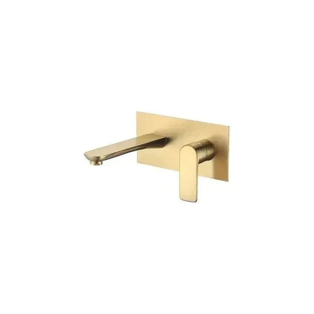 Grifo de lavabo empotrado monomando ovalado en latón dorado cepillado Sil de Valaz Valaz