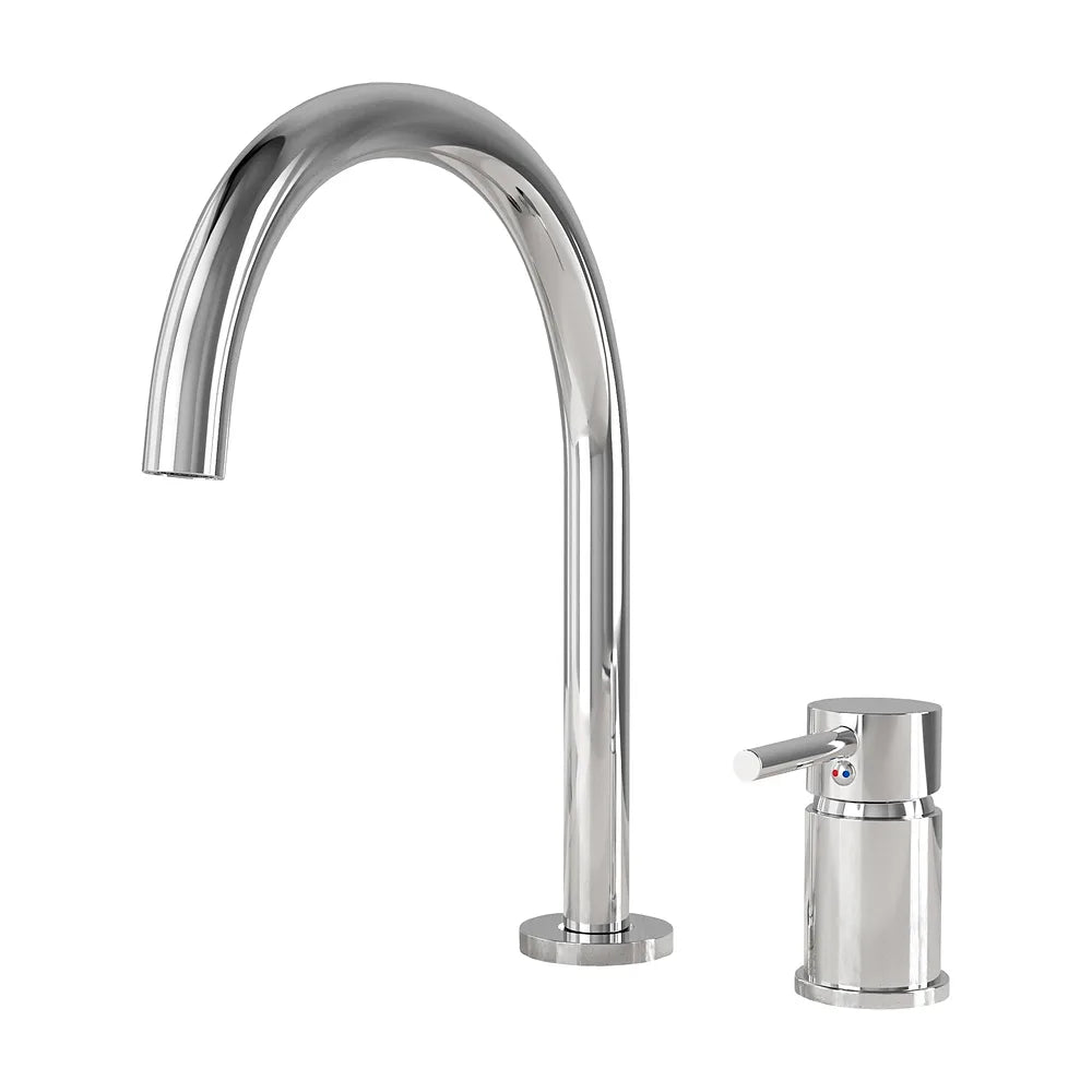 Grifo de lavabo encastrado monomando con cuello de cisne en cromado Aragón de Valaz Valaz