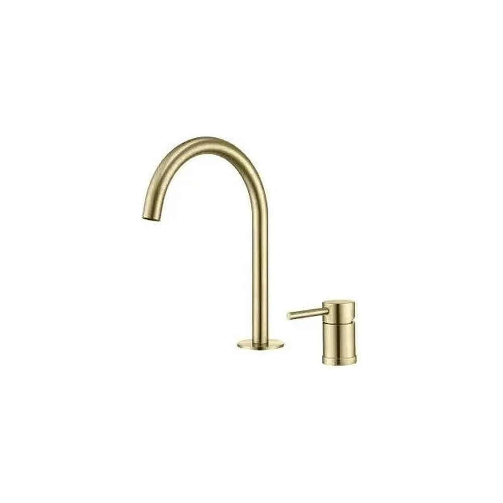 Grifo de lavabo monomando con cuello de cisne en latón oro mate Aragón de Valaz Valaz