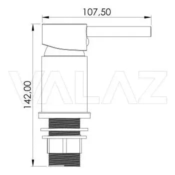 Vista lateral y perspectiva de Grifo de lavabo monomando con cuello de cisne en latón oro mate Aragón de Valaz