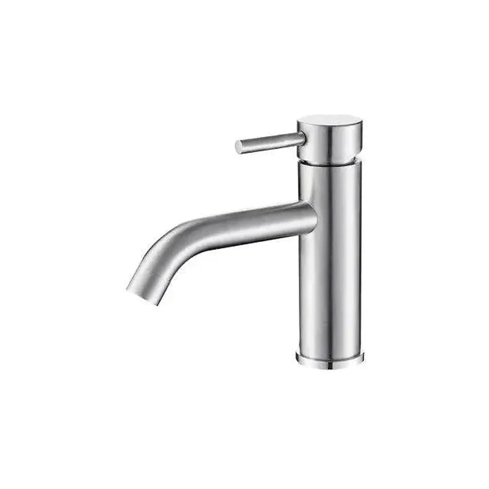 Grifo de lavabo monomando redondo en latón acero cepillado Jabalón de Valaz Valaz