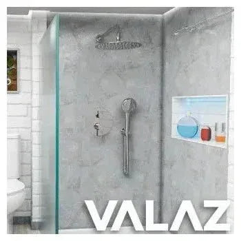 Vista principal de Kit de ducha empotrada a pared con rociador redondo de latón macizo en cromado Cabriel de Valaz