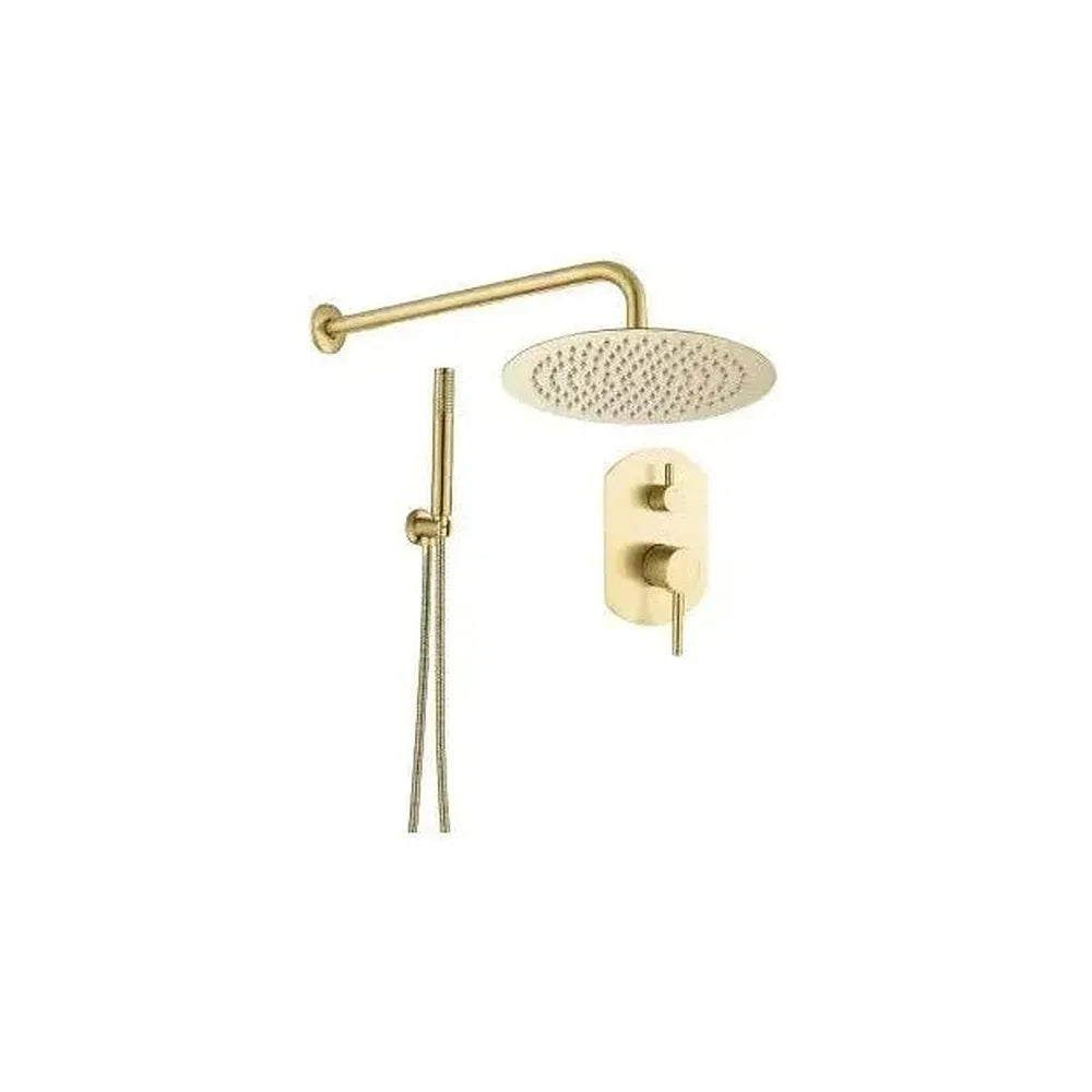 Kit de ducha empotrada a pared con rociador y maneta monomando en dorado cepillado Duero de Valaz Valaz