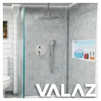 Vista principal de Kit de ducha empotrada a techo con rociador redondo de latón macizo en cromado Cabriel de Valaz