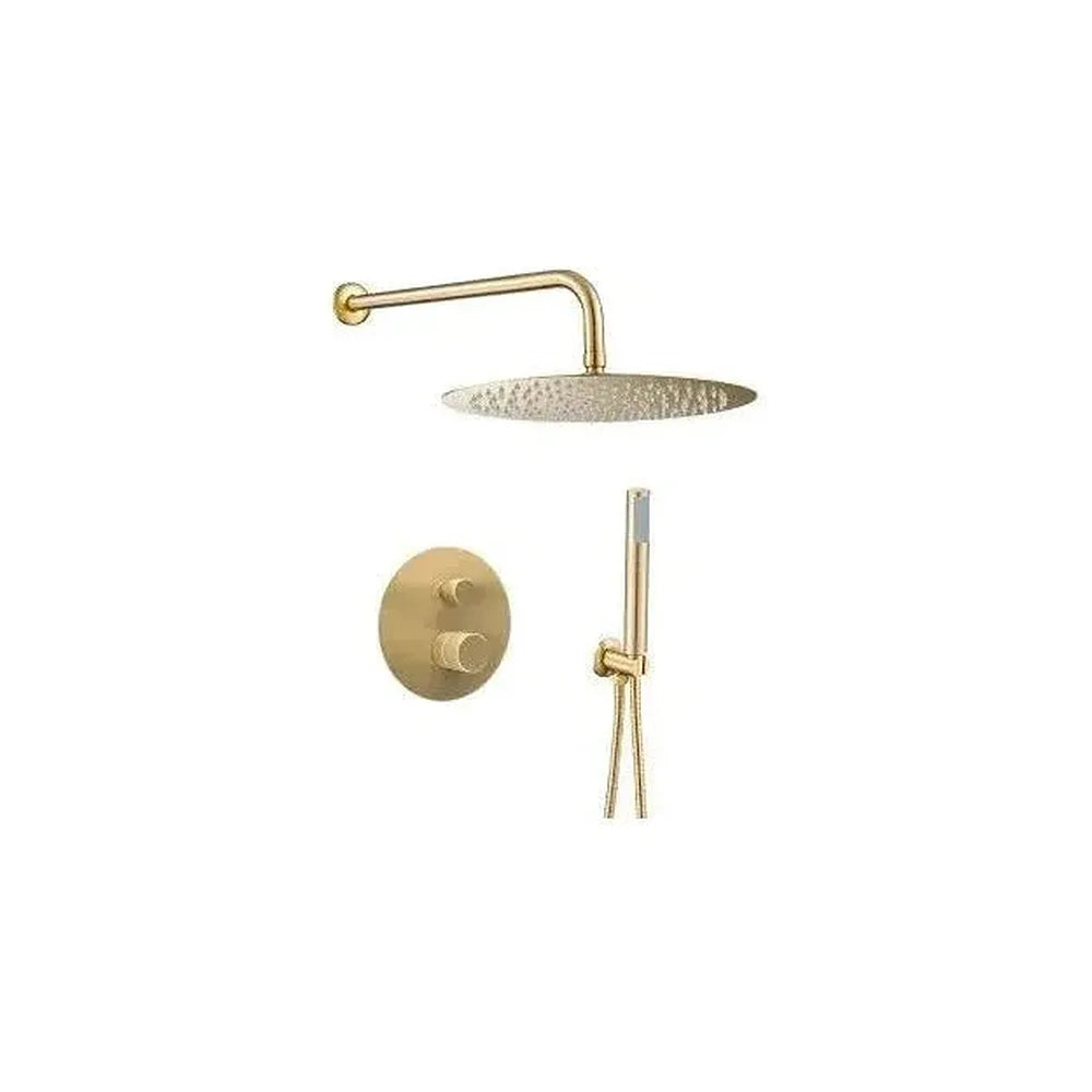 Kit de ducha empotrada con rociador redondo monomando en oro mate Besaya de Valaz Valaz