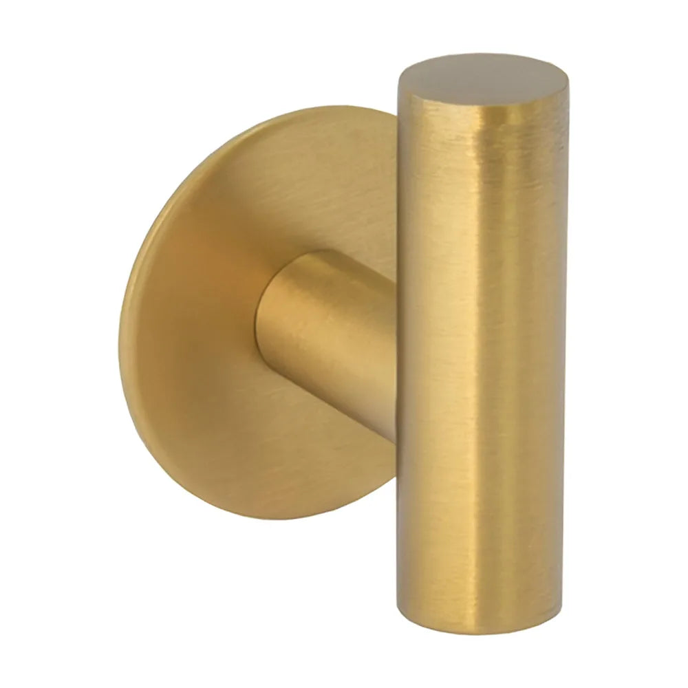Percha diseño minimalista con acabado oro mate y protección PVD adhesiva sin taladro de Valaz Valaz