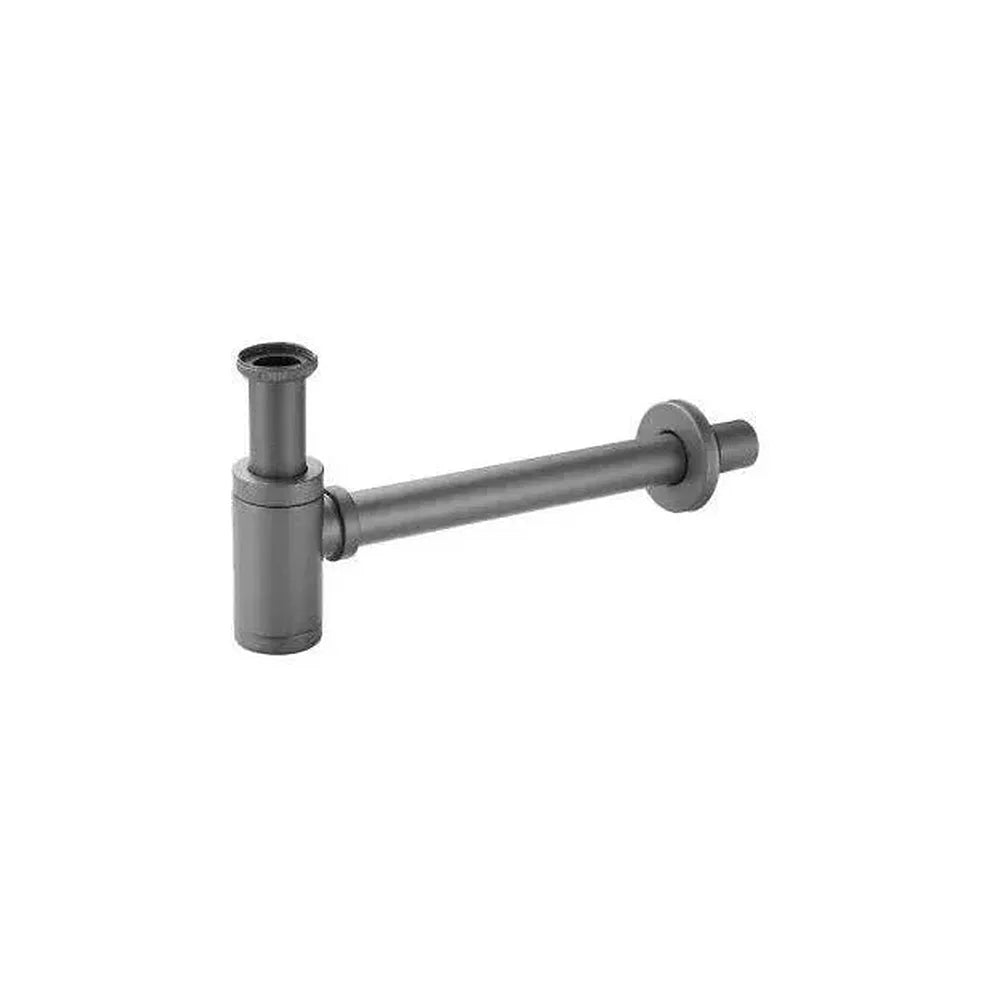 Sifón de lavabo redondo en latón y zamak de 12x36 cm en gris plomo de Valaz Valaz