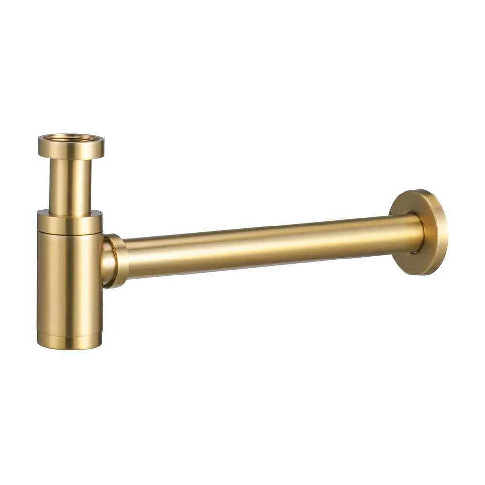 Sifón de lavabo visto redondo en oro mate con protección PVD de Valaz Valaz