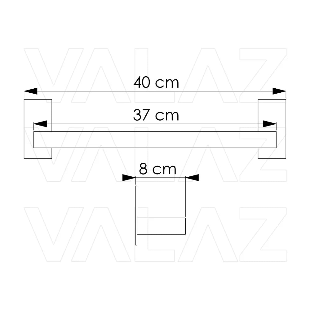 Vista principal de Toallero adhesivo cuadrado 37 cm oro mate con protección PVD sin taladro para baño de Valaz