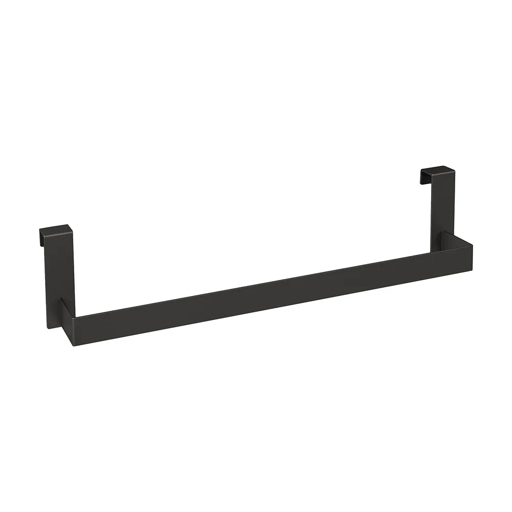 Toallero de diseño cuadrado con acabado negro mate de metal con instalacion de colgar de Valaz Valaz