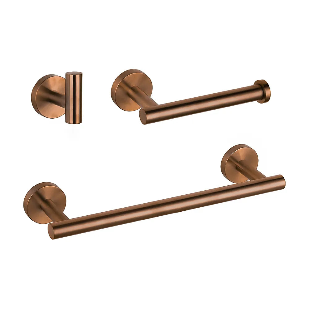 Valaz Set Baño Oro Rosa Mate: Toallero 40cm, Portarrollos y 2 Perchas Valaz