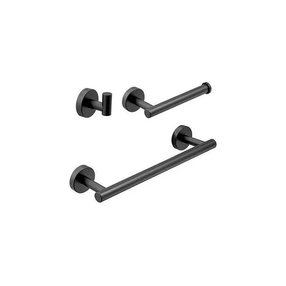 Valaz Set de Baño Negro Mate con Toallero y Portarrollos en Acero Inoxidable Valaz