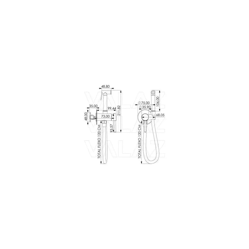Detalle de Grifo de bidet empotrado en latón y acero inoxidable en negro mate Guadiana de Valaz - Valaz - MerkiMarket