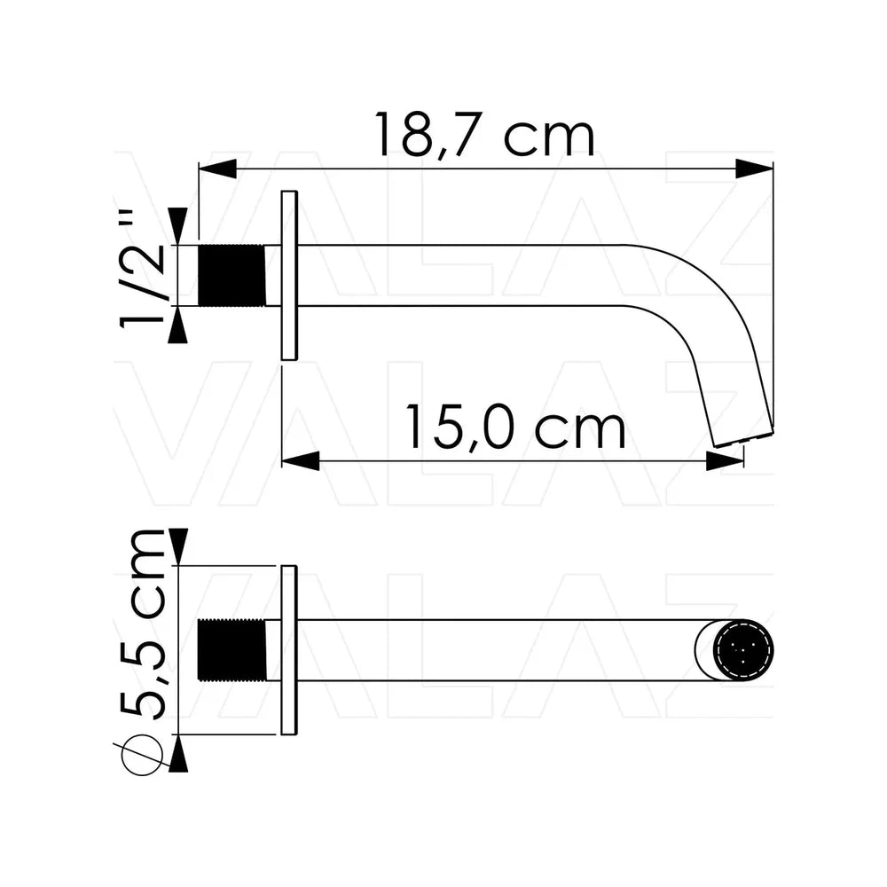 Caño redondo 15 cm blanco con rosca 1/2 pulgada de Valaz - Marca Valaz en MerkiMarket