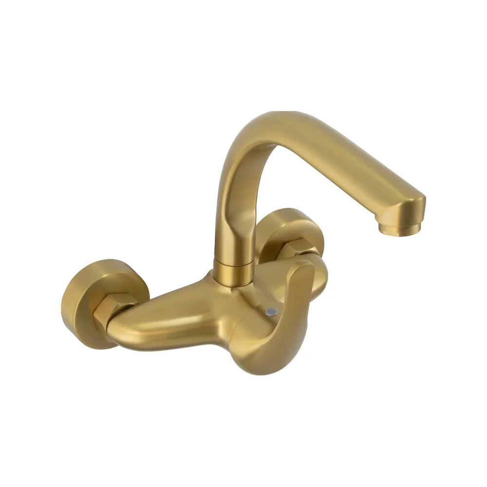 Grifo de cocina de pared monomando de 15 cm entre tomas en oro mate Genil de Valaz - Marca Valaz en MerkiMarket