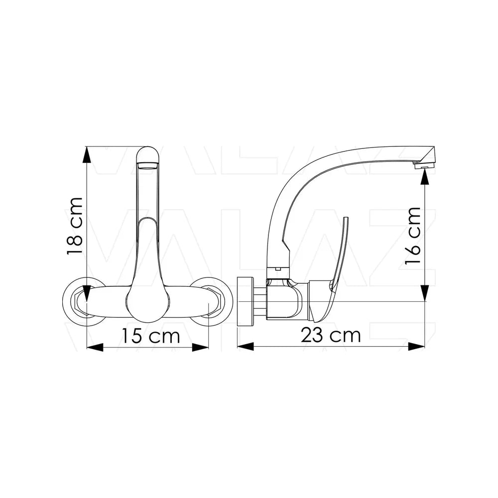 Grifo de cocina de pared monomando de 15 cm entre tomas en oro mate Genil de Valaz - Marca Valaz en MerkiMarket