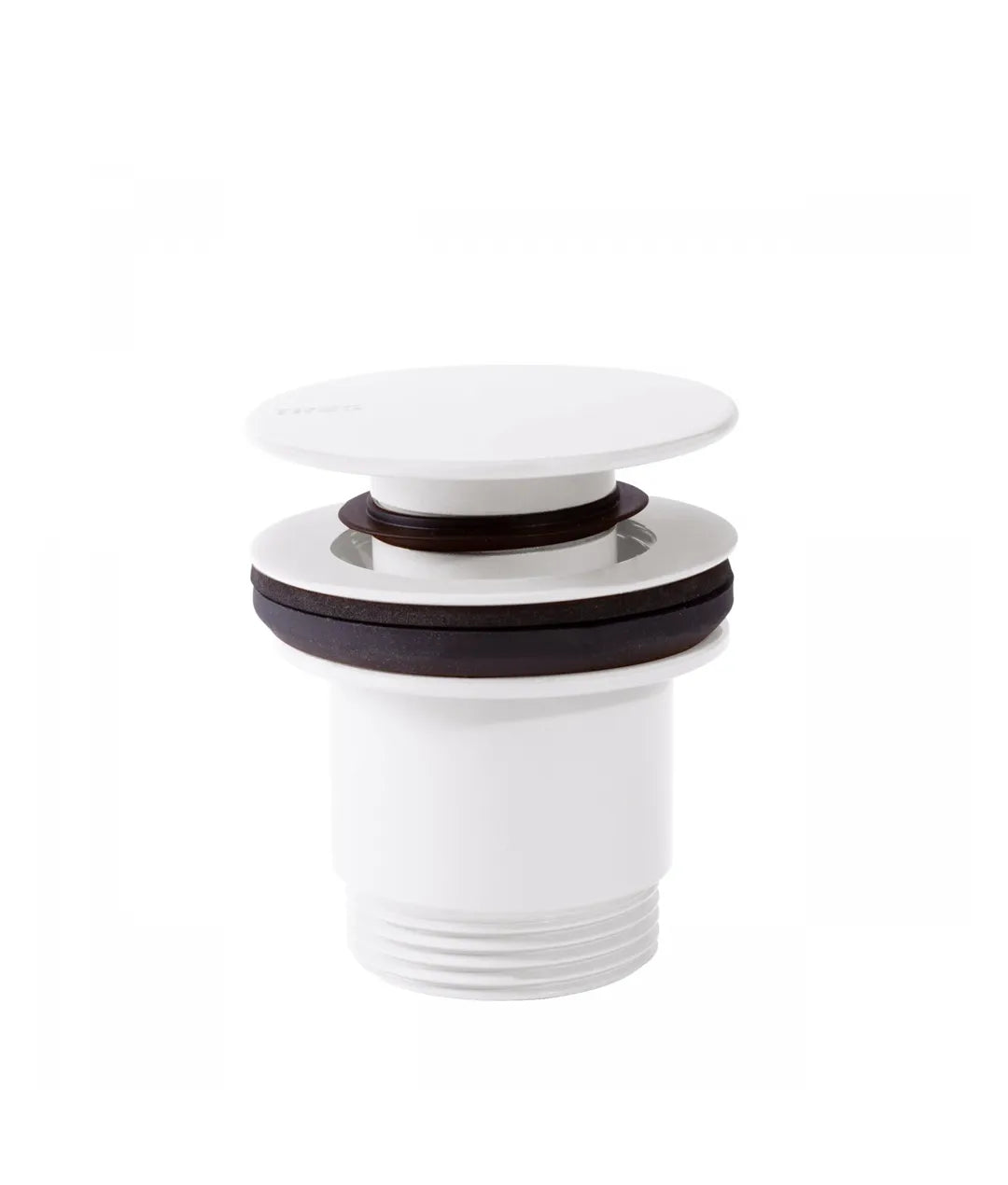 Válvula de desagüe para lavabo en latón con acabado blanco mate y sistema click clack TRES 0
