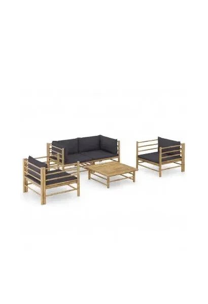 vidaxl_3058208_conjunto_de_muebles_de_exterior_5_piezas_de_bambú_con_cojines_gris_oscuro_0