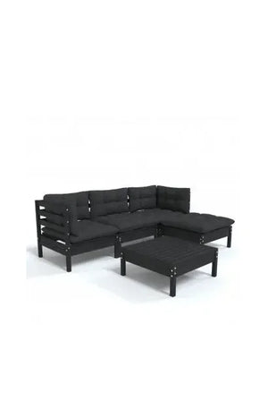 vidaxl_3096356_conjunto_para_jardín_de_5_piezas_con_mesa_y_sofás_en_madera_de_pino_negro_con_cojines_color_gris_antracita_0
