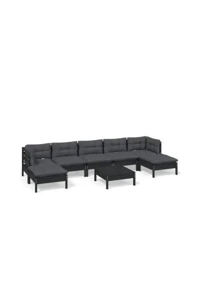 vidaxl_3097101_set_mobiliario_para_jardín_de_8_piezas_hecho_en_madera_con_mesa_color_negro_y_cojines_color_gris_oscuro_0