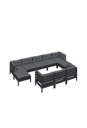 vidaxl_3097143_set_mobiliario_para_jardín_de_10_piezas_hecho_en_madera_color_negro_y_cojines_color_gris_oscuro_0