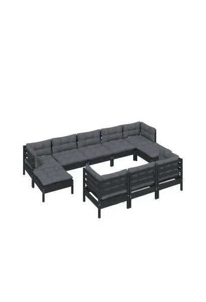 vidaxl_3097143_set_mobiliario_para_jardín_de_10_piezas_hecho_en_madera_color_negro_y_cojines_color_gris_oscuro_0