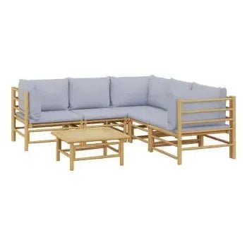 vidaxl_3155092_set_de_sofás_y_mesa_para_jardín_de_6_piezas_fabricado_en_bambú_con_cojines_de_color_gris_claro_vida_xl_2