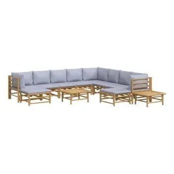 vidaxl_3155099_set_de_sofás_y_mesa_para_jardín_de_12_piezas_fabricado_en_bambú_con_cojines_de_color_gris_claro_vida_xl_2
